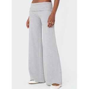 Edikted NEW Grey wide leg foldover yoga pants pull on pants stretchy soft lounge
